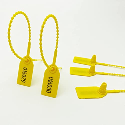 100 Pull-Tite Plastic Seals Numbered Plastic Logistics Seals Adjusted Tamper Resistant Zip Ties for Fire Extinguisher Self-Locking Tags Disposable Truck Seals (9.84