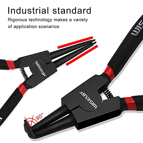 WISEUP Pliers Set, 170mm 4PCS Circlip Pliers and 225PCS Circlips, Anti-Rust, Anti-Bending and Labor-Saving Split Ring Tools - Image 4