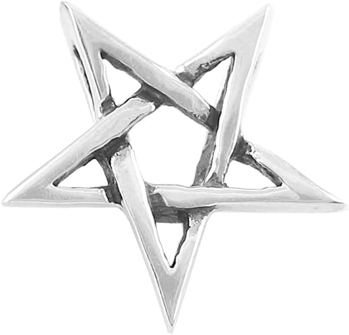 Woot & Hammy Tiny Second Degree Inverted Pentagram Pendant Necklace Baphomet Satanic Symbol with 20" (18" + 2" extender) Sterling Silver Chain