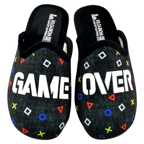 VULCA-BICHA S.L. - Zapatillas de casa Game Over que se ilumina en la oscuridad 874093 Sintético NIÑOS color: NEGRO talla: 31