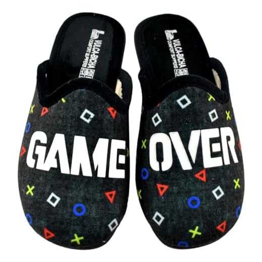 VULCA-BICHA S.L. - Zapatillas de casa Game Over que se ilumina en la oscuridad 874093 Sintético NIÑOS color: NEGRO talla: 31