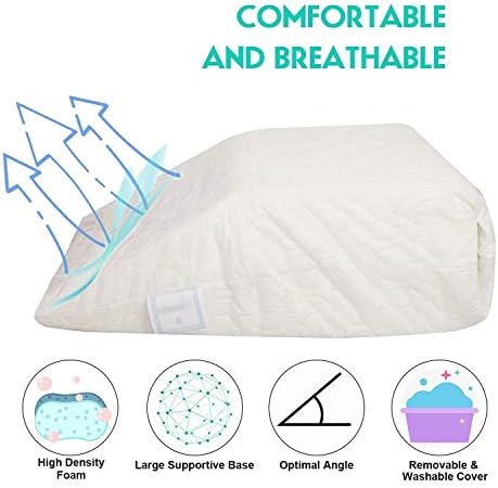 Trade Court Leg Pillow - Elevating Body Wedge Rest Support Upholstery Foam - Breathable Washable Quilted Cover - Post-Surgery, Ligament fracture, Reduces Leg, Knee, Ankle Pain, Improves Circulation