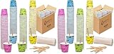 Caffetti Juego de 500 vasos de café + 500 paletas – Vasos de 75 ml de papel de colores y paletas desechables reciclables, para restaurantes, oficinas, para llevar, bar, expreso (Paquete de 2)