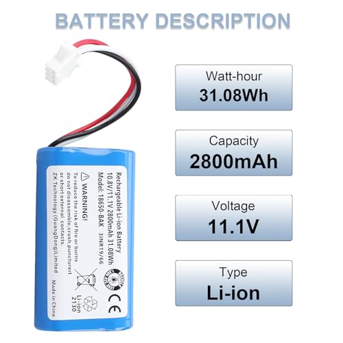 Akumulator litowo-jonowy MXJFYY 11,1 V, 2800 mAh, 31,08 Wh, kompatybilny z Ecovacs D36A, D36B, D36C, D36E, DA60, DA611, DB35, do robota odkurzającego Deebot Slim 1, Deebot Slim 2