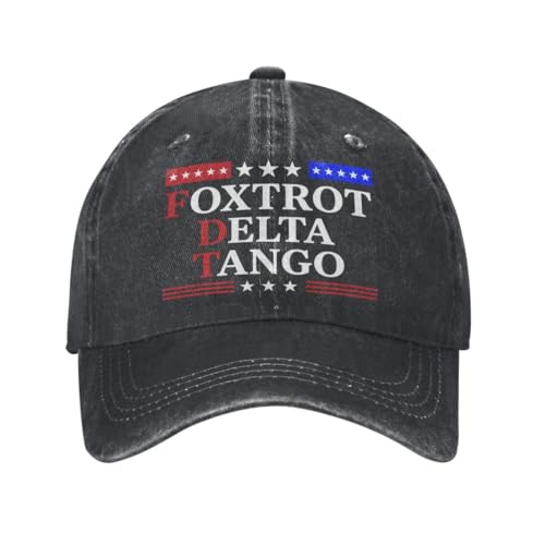 Foxtrot Delta Tango Hats for Men Black Women Funny Gag Adjustable Baseball Hat for Women Gag