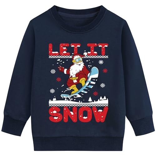 DHASIUE Boys Sweatshirts Christmas Santa Claus Jumper Kids Toddler Cotton Long Sleeve Tops Holiday Pullover Shirts Xmas Gift Clothes Age 8-9 Years