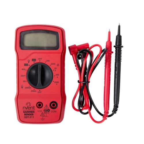 Image of Gardner Bender GDT-311 Digital Multimeter, 3 Function, 11 Range, Tests AC /DC Voltage and Resistance, Manual Ranging, 3.5 inch Display, 1 /Each , Red