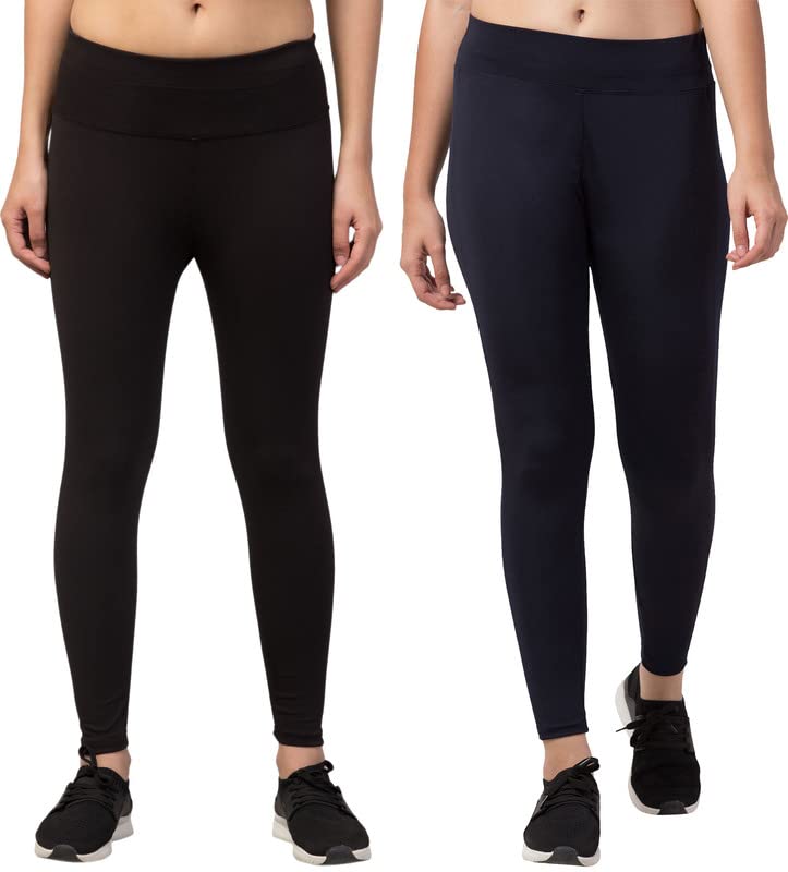 Image of BLUECON Gym wear Leggings Ankle Length Workout Pants | Stretchable Tights | Mid Waist Sports Fitness Yoga Track Pants for Girls & Women (Pack of 2)