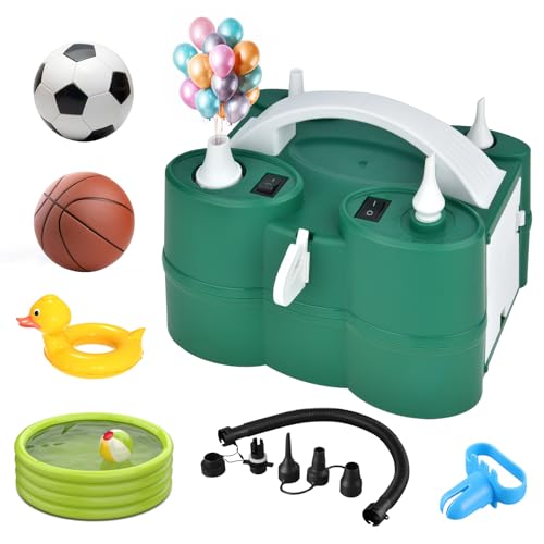 Inflador Electrico, Elektrische Pumpe Bola Infladora de Doble Boquilla Portátil con 5 Boquillas, Hinchador Electrico de Alta Potencia AC 240 V 600 W para Colchones de Cama de Aire Juguetes de Playa