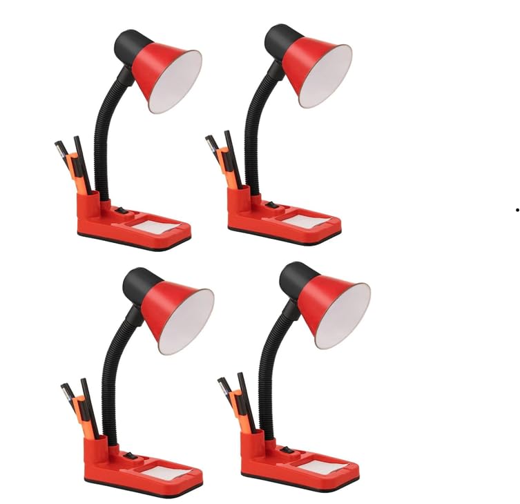 G CHHARIYA TRADERS G.C.T Model Study Table Lamp for Student Metal Body Lamp, Living Room Bedroom Office Study Room Baby Model Study Lamp (Pack of 4) (28 cm, Red Black) Bulb not Included