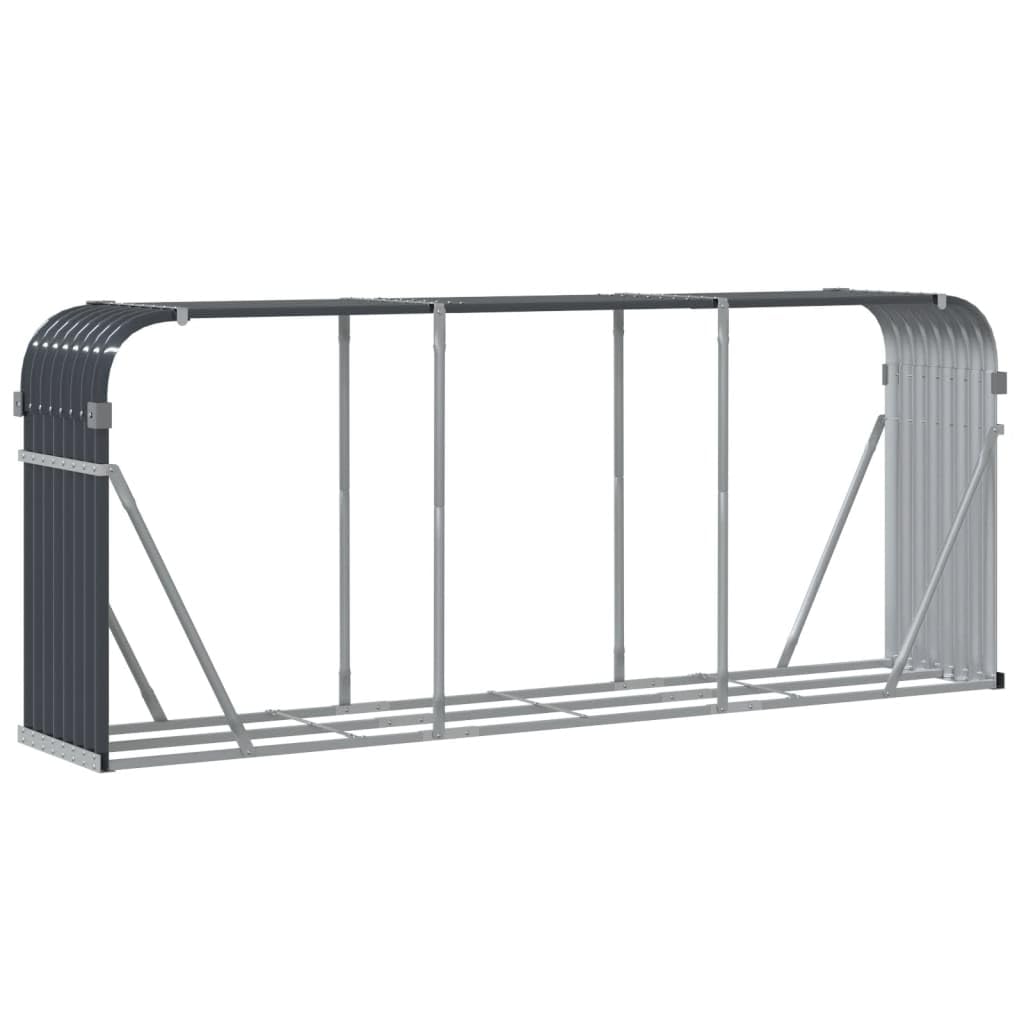 Tidyard Kaminholzunterstand Metall, Kaminholzregal Aussen Metall, Kaminholzlager Außen Metall, Stapelhilfe für Brennholz, Anthrazit 234x45x100 cm Verzinkter Stahl