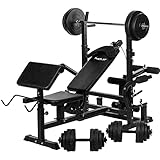 Movit Kraftstation PRO, inkl 60 kg Hantelsets, Dip-Station, Butterfly, Curlrack, Beincurler, Seilzug, schwarz