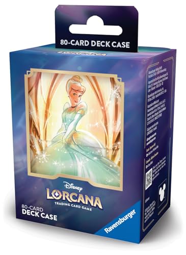 Ravensburger Disney Lorcana TCG: Caixa de Baralho Cinderela Armazene com segurança 80 cartas com capa | Organizador portátil e durável para jogadores de TCG | Para maiores de 8 anos