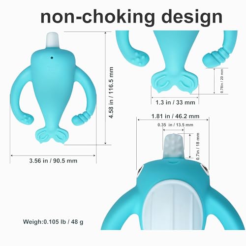 Image of Best Baby Toy for 4Months Baby, Baby Teething Toys for 3-6 6-12 Months, Teething Relief Toys, Food Grade Silicone Montessori Baby Teether Toy for 3-6months, Sensory Toys for Teething Babies, Blue