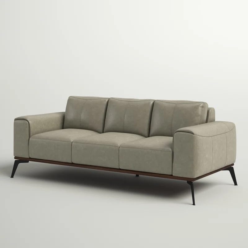 Image of LEGACY OF COMFORT Conley 58'' Leather Loveseat 2 Seater Sofa Two Seater Lounger for Living Room Offices Hotels (Ash Green, Three Seater)