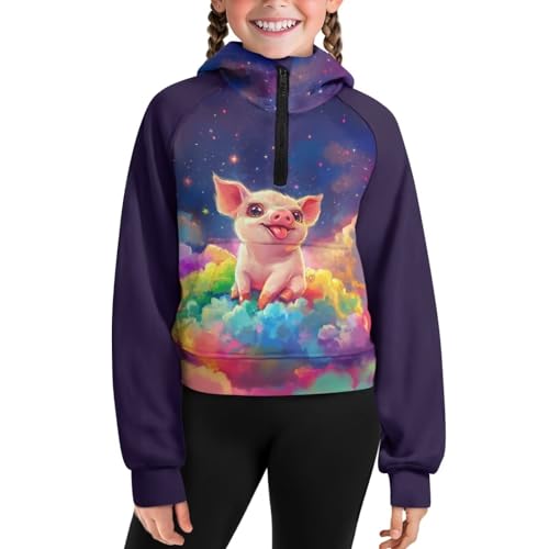 Hoodies for Girls Graphic Sweatshirts for Kids Zip Up Pullover Cute Clothes Falll Outfits with Pockets 5-14