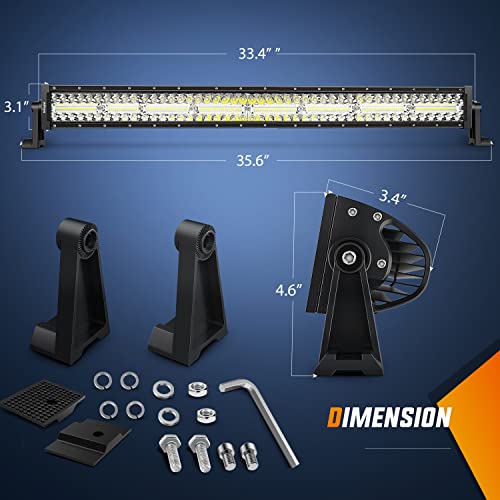 Image of Nilight 33Inch LED Light Bar 2Pcs 4Inch 60W Spot Flood Lights Pods Off Road DrivingWork Lighting with 14AWG Wiring Harness Kit-3 Leads for Truck Tractor Pickup Boat SUV ATV UTV Car Van Camper