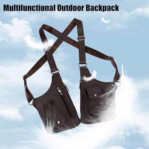 Armpit Bag for Men, Double Shoulder Strap Multi-pocket Outdoor Anti-Theft Tactical Bag, For Cycling, Cross-Country, And Marathons (Black+Dark Brown)2