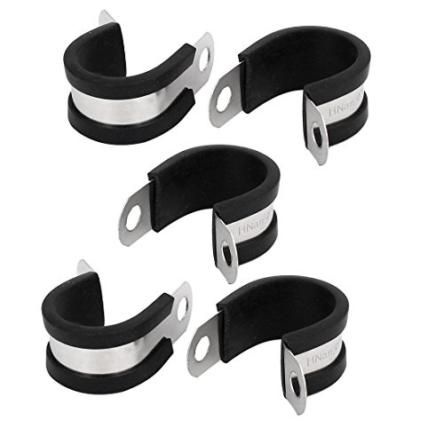 Aexit 24mm Dia Clamps EPDM Rubber Lined P Clips Water Pipe Tube Clamps Strap Clamps Holder 5pcs