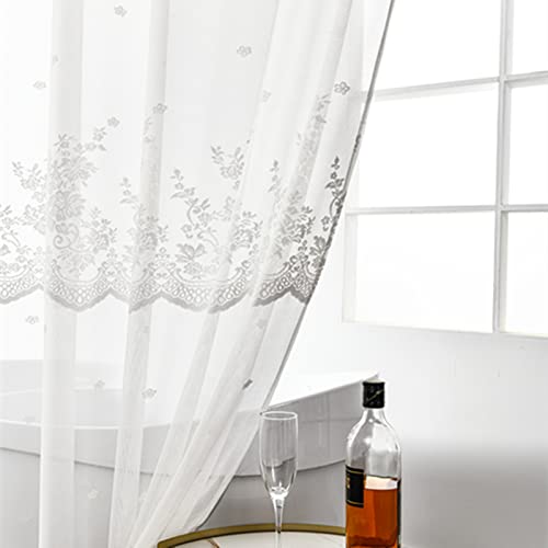 Deeprove BOHO SHOWER CURTAIN-LACE Lace Shower Curtain With Attached Valance For Bathroom, White Victorian Vintage Style Sheer Florals Knitting With 12 Grommets And Hooks, Fabric Shabby Chic Decor Set thumb #5