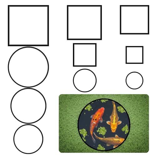 Xthrotsenk 10 Pcs Aquarium Fish Feeding Ring Sets 5 Sizes Floating Plant Barrier Fishes Tank Accessories for Fish Tank Floating Plants Rectangles Circles Black