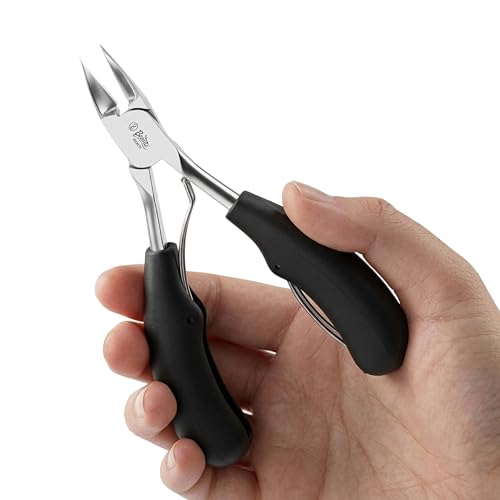 Image of Beaute Secrets Toe Nail Clipper for Ingrown or Thick Toenails, Heavy Duty Toenail Trimmer Nail Clipper Pedicure Tool with Long Handle and Soft Grip for Seniors Black