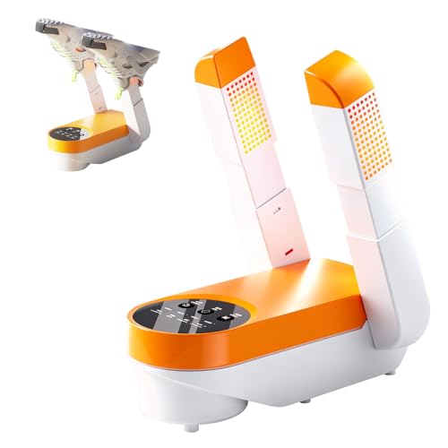 UOEPOWA Portable Shoe and Boot Dryer for Ski Boots, Soccer Boots, Rain Boots, Socks, and Gloves – Fast Drying, Odor Removal with Timer, Wall-Mountable Design for Space-Saving (Orange/White)