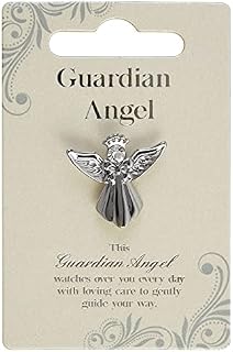 Guardian Angel Brooch, Angel Badge with Rhinestone for Men and Women, Gift with Inspirational Message, Lapel Pins-Silver-One Size-Unisex, Metal