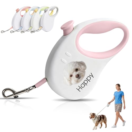 Guinzaglio Per Cani, Guinzaglio Per Cani Allungabile, Personalizzabile Con Foto E Nome, Per Cani Piccoli E Medi, Famiglie Di Animali Domestici, Corda In Nylon 3M Anti-Fuga (A)