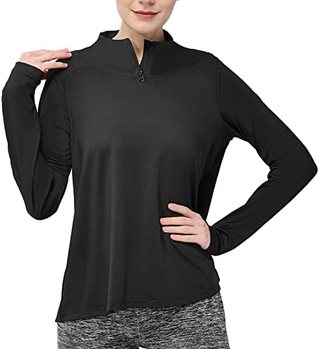 Sanifer Women’s UPF 50+ Long Sleeve Shirts 1/4 Zip Pullover Sun Protection Breathable Workout Hiking Shirts