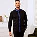 Barry.Wang Black Dress Shirt for Men Business Long Sleeve Button Down Shirt Formal Casual Contrast Collared Shirt Wedding