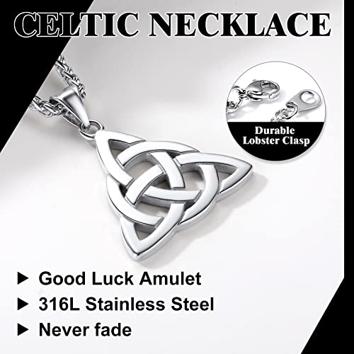 Richsteel Triquetra Celtic Knot Pendant Necklace for Men Women Stainless Steel Irish Knot Amulet Jewelry4