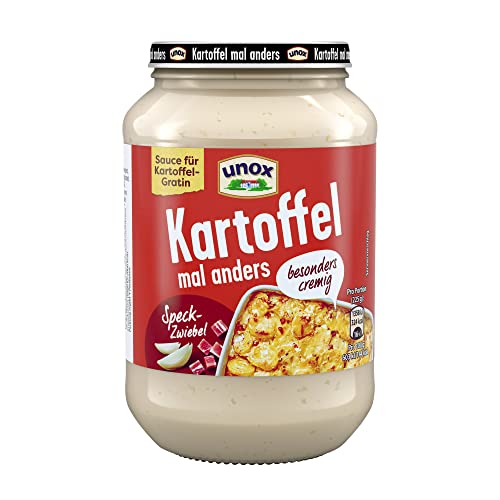 UNOX „Kartoffel mal anders“, Speck-Zwiebel Sauce für Kartoffelgratin, besonders cremig, 400 ml Glas Cover
