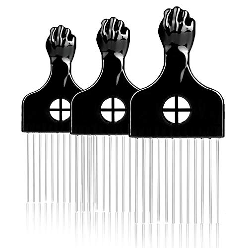 Hair Pick, Afro Pick, Metal Picks for Hair, Detangle Wig Braid Hair Styling Comb, Hair Picks for Curly Hair?3 Pack?