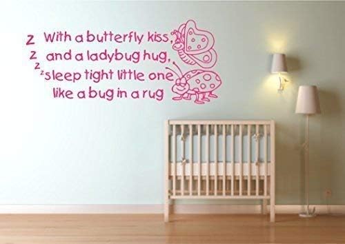 Snug Bug Rug Kids Wall Art Sticker Quote Decal Transfer Mural Stencil Art Tattoo WSD651, Dark Red Gloss, Medium