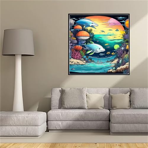 Kit de Point De Croix Diamond Painting Grand Format 100x100cm Broderie Diamant 5D Océan