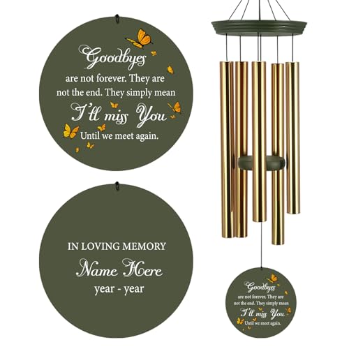 Image of Personalized Memorial Wind Chimes for Outside, Sympathy Gifts Wind Chime for Loss of Loved One, Beautiful Decor with Deep Tone, Ideal for Funeral, Remembrance & Bereavement, Produced in Texas
