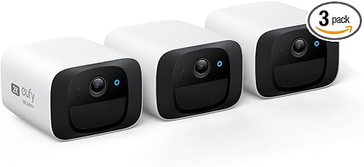eufy Security SoloCam C210 3-Cam Pack, Wireless Outdoor Camera, 2K Resolution, No Monthly Fee, Wireless, 2.4 GHz Wi-Fi, HomeBase 3 Compatible