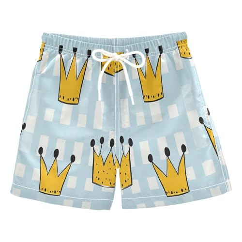 Jucciaco Boys Swim Trunk Quick Dry Beach Board Shorts Queen Crown Grid King Swimwear for Kids Multicolor