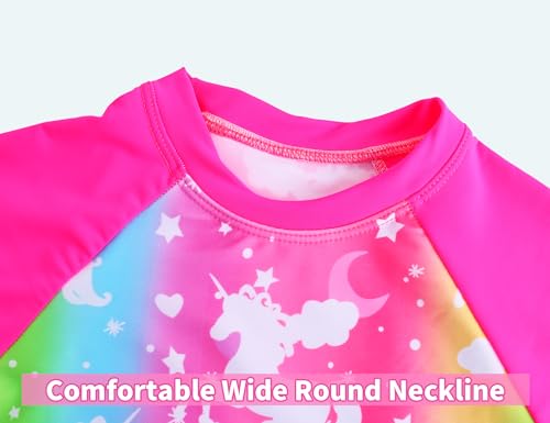 Image of Snowheart Girls Swimsuit Size 4t 5t Rainbow Leopard Two Pieces Long Sleeves Swimwear Set