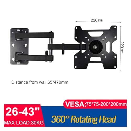 Support TV mural articulé orientable pour écran plat LED 26-43 pouces VESA 200x200 - 3