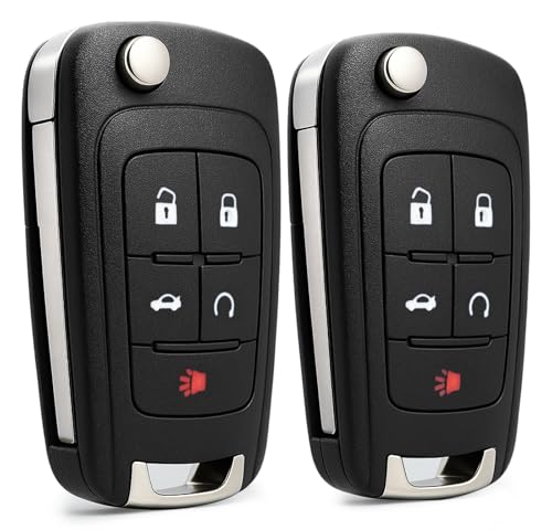 Flip Key Fob Replacement Fits for Chevy Cruze Equinox Camaro Impala Malibu Sonic GMC Terrain Buick Regal Verano Encore Allure Lacrosse 2010-2019 with FCC ID: OHT01060512