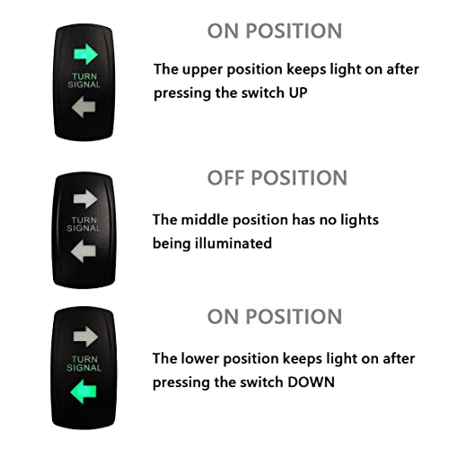 Image of Green Backlit Turn Signal Rocker Switch 7PIN ON-Off-ON DPDT Toggle Switch for Car UTV ATV Bus Lorry Motocycle Dashboard 12V 20A 24V 10A