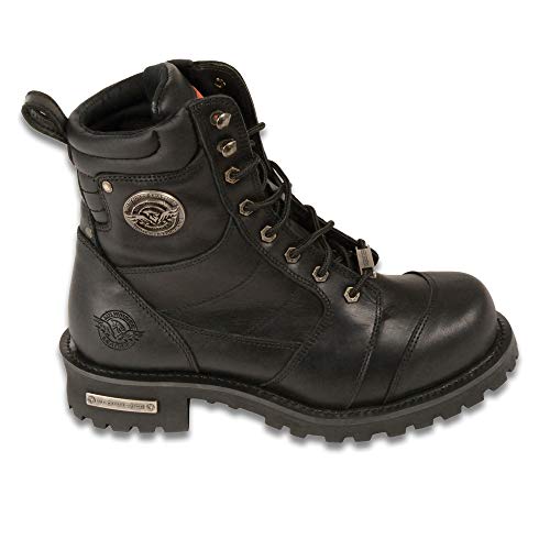 Image of Milwaukee Leather Classic Men's Black Leather Wide-Width 8-inch Lace-Up Logger Biker Boots MBM9030W