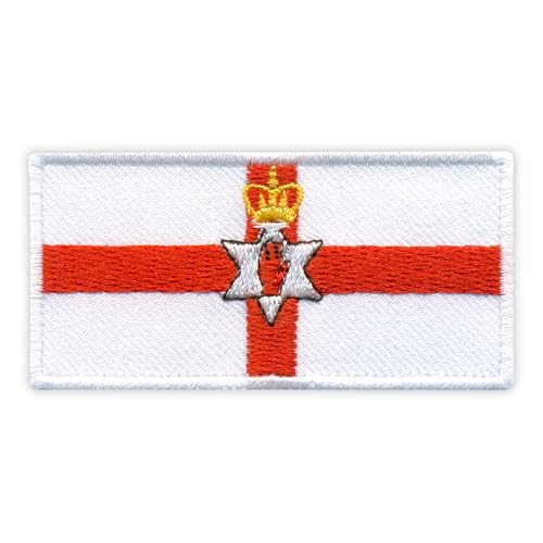 Image of Patchion Flag of Northern Ireland - Black Hook and Loop Compatible with Velcro Hook and Loop Fastener - Embroidered Patch/Badge/Emblem