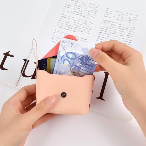 Aucuu Petit Porte-Monnaie Cuir Femme, 4 Pcs Mini Porte Monnaie Cuir, Porte-Pièce Simili Cuir Bouton Magnétique, Mini Coin Purse Wallet pour Rouge à Lèvres, Coin,Carte de Crédit, Clés – vue 5