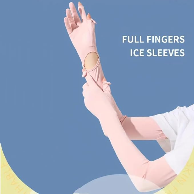 Image of SEMITO UV Protection Sleeves for Women & Girls, Sunblock Driving Gloves Non Slip for UV Protection Cooling Arm Sleeves for Biking, Cricket, Cycling, Golf & Outdoor Sports