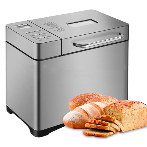 YXYSSMDGHY Máquina De Fabricantes De Pan De Cocina, Máquina De Pan Acero Inoxidable De 1 Kg con Sartén De Cerámica Antiadherente,17 Programas Automáticos Personalizados Y Temporizador De 15 H