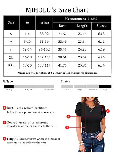 Miholl Women's Short Sleeve Shirt Round Neck 2023 Summer Casual Blouses Tops #TOP5