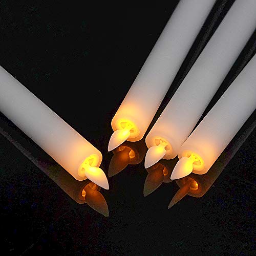 Image of Eldnacele Flameless Taper Candles with Remote Timer, Moving Wick LED Window Candles Battery Operated Real Wax Candlesticks for Christmas Dinner Party Home Decoration 4 Pack(White)